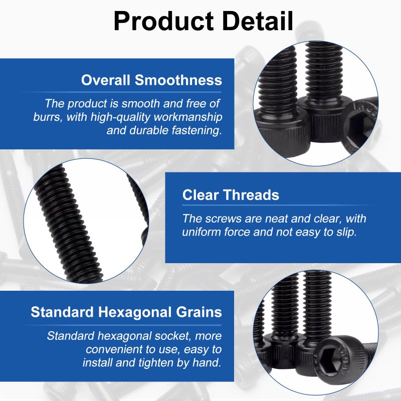 MroMax 50Pcs M3 x 30mm Socket Head Cap Screw Bolts, Grade 12.9 Alloy Steel, Black Oxide Finish, Metric Allen Hex Drive, Partially Thread, for Use in Various DIY Projects - Image 5